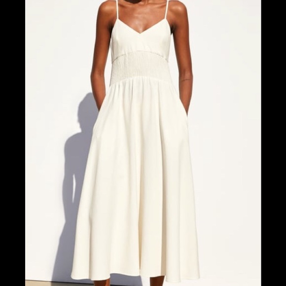 Zara Dresses & Skirts - Zara V Neck Ecru Rustic MIDI Dress